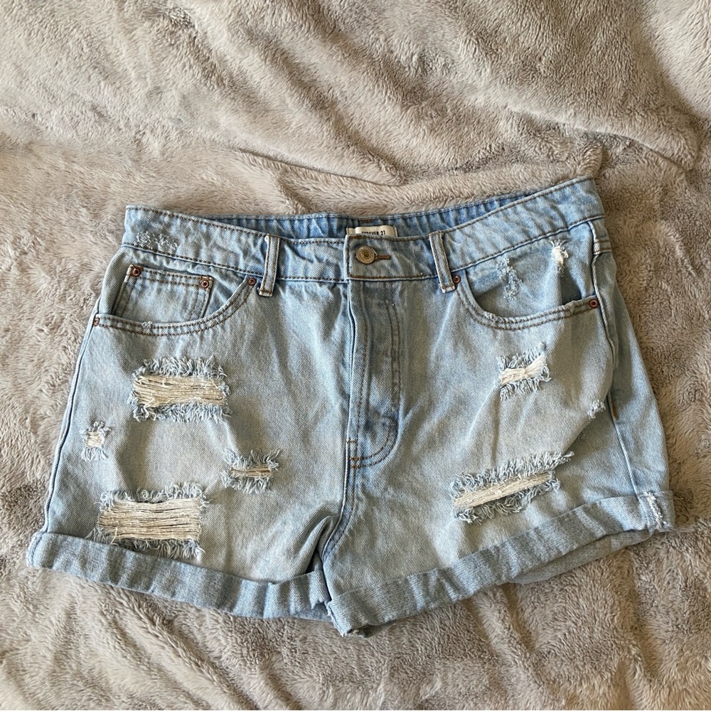 10/$20 Forever 21 Light Blue Ripped Jean Shorts